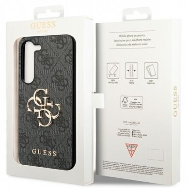 Samsung S23 FE black PU Leather 4G Metal Logo GUESS nugarėlė 7