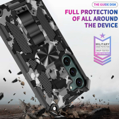 Samsung S23 juoda camouflage ARMOR METAL nugarėlė 3