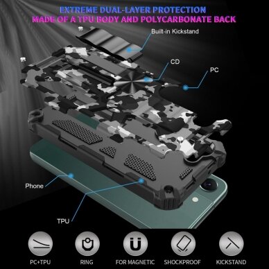 Samsung S23 juoda camouflage ARMOR METAL nugarėlė 6