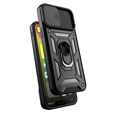 Samsung S23 black RING ARMOR WITH CAMSHIELD nugarėlė 3