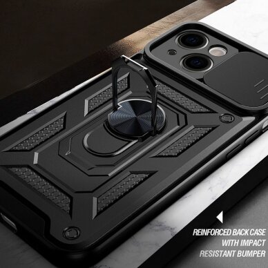 Samsung S23 black RING ARMOR WITH CAMSHIELD nugarėlė 6