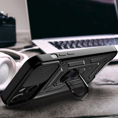 Samsung S23 black RING ARMOR WITH CAMSHIELD nugarėlė 7