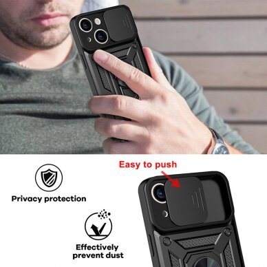 Samsung S23 black RING ARMOR WITH CAMSHIELD nugarėlė 8