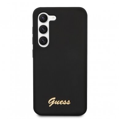 Samsung S23 PLUS black Liquid Silicone Metal GUESS nugarėlė 2