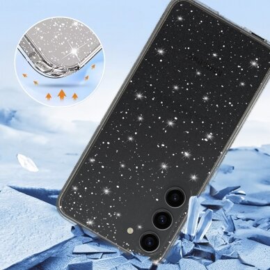 Samsung S23 PLUS clear Crystal Glitter nugarėlė 2
