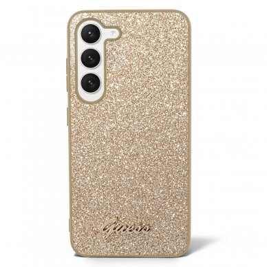 Samsung S23 PLUS gold Glitter Flakes GUESS nugarėlė 1
