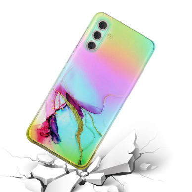 Samsung S23 PLUS Tracy nugarėlė LASER MARBLE Red/Yellow 1