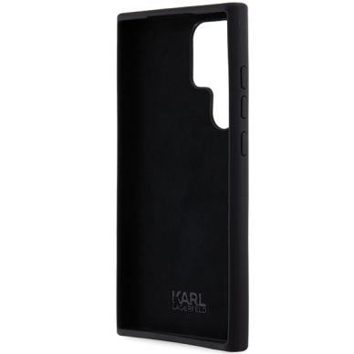 Samsung S23 ULTRA black Liquid Silicone Karl&Choupette Metal Pin KARL LAGERFELD nugarėlė 6