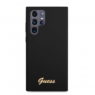 Samsung S23 ULTRA black Liquid Silicone Metal GUESS nugarėlė 2