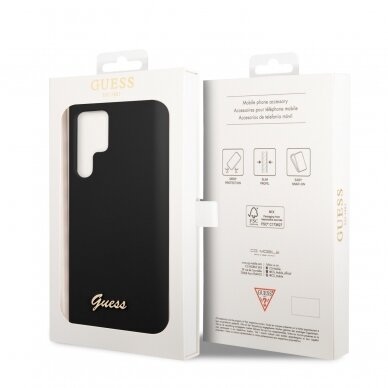 Samsung S23 ULTRA black Liquid Silicone Metal GUESS nugarėlė 7