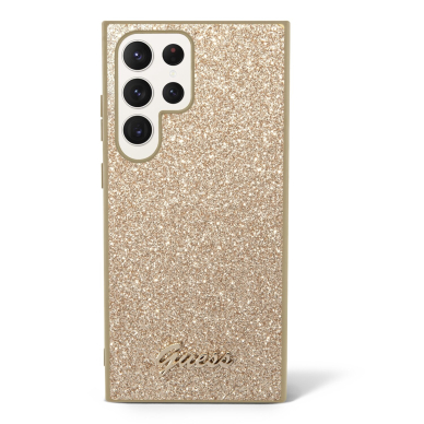 Samsung S23 ULTRA gold Glitter Flakes GUESS nugarėlė 1