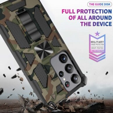 Samsung S23 ULTRA green camouflage ARMOR METAL nugarėlė 3