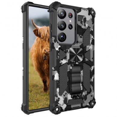 Samsung S23 ULTRA juoda camouflage ARMOR METAL nugarėlė 1
