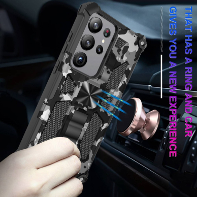 Samsung S23 ULTRA juoda camouflage ARMOR METAL nugarėlė 4