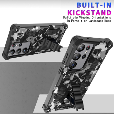 Samsung S23 ULTRA juoda camouflage ARMOR METAL nugarėlė 5