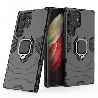 Samsung S23 ULTRA juoda Tracy RING ARMOR nugarėlė 1
