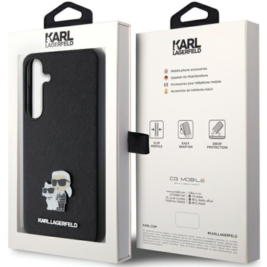 Samsung S24 black Saffiano Karl&Choupette Metal PIN KARL LAGERFELD nugarėlė 7