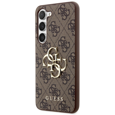Samsung S24 brown Big Metal Logo GUESS nugarėlė 1