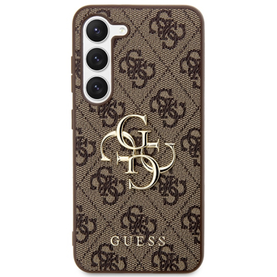 Samsung S24 brown Big Metal Logo GUESS nugarėlė 2