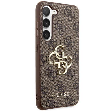 Samsung S24 brown Big Metal Logo GUESS nugarėlė 3