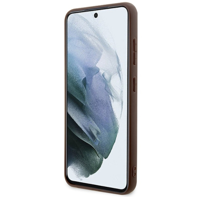 Samsung S24 brown Big Metal Logo GUESS nugarėlė 4