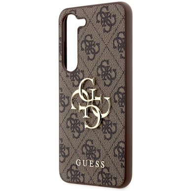 Samsung S24 brown Big Metal Logo GUESS nugarėlė 5