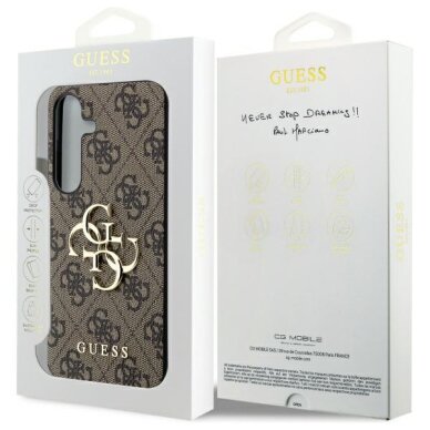 Samsung S24 brown Big Metal Logo GUESS nugarėlė 7