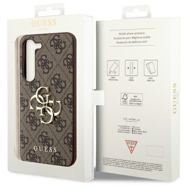Samsung S24 brown Big Metal Logo GUESS nugarėlė 7