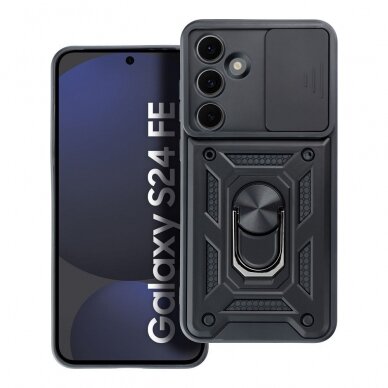 Samsung S24 FE black RING ARMOR WITH CAMSHIELD nugarėlė 11