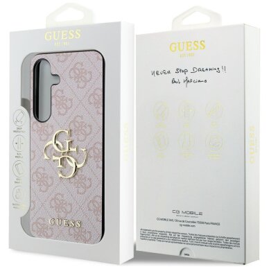 Samsung S24 pink Big Metal Logo GUESS nugarėlė 7