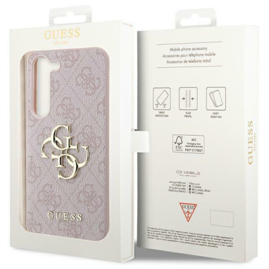 Samsung S24 pink Big Metal Logo GUESS nugarėlė 7