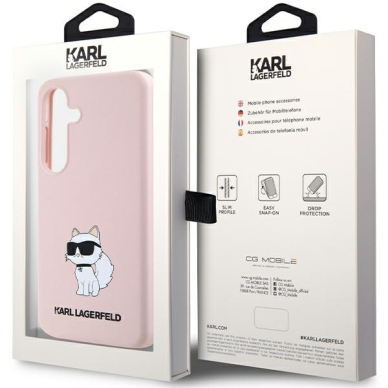 Samsung S24 pink Silicone Choupette KARL LAGERFELD nugarėlė 7