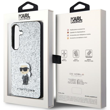 Samsung S24 silver Ikonik Fixed Glitter Metal PIN KARL LAGERFELD nugarėlė 7