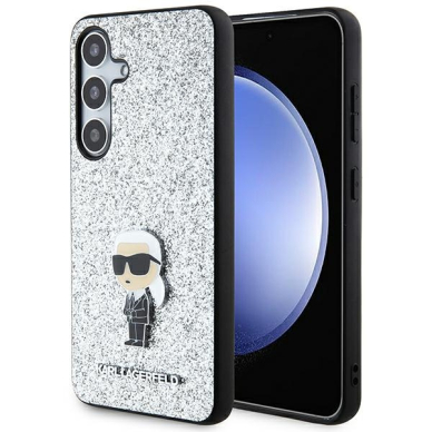 Samsung S24 silver Ikonik Fixed Glitter Metal PIN KARL LAGERFELD nugarėlė