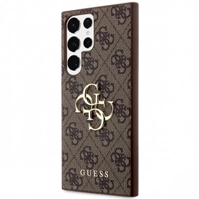 Samsung S24 ULTRA brown Big Metal Logo GUESS nugarėlė 1