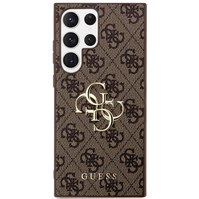 Samsung S24 ULTRA brown Big Metal Logo GUESS nugarėlė 2