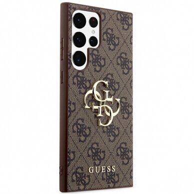 Samsung S24 ULTRA brown Big Metal Logo GUESS nugarėlė 3