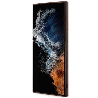 Samsung S24 ULTRA brown Big Metal Logo GUESS nugarėlė 4