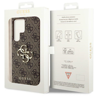 Samsung S24 ULTRA brown Big Metal Logo GUESS nugarėlė 7