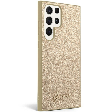 Samsung S24 ULTRA gold Glitter Script GUESS nugarėlė 2