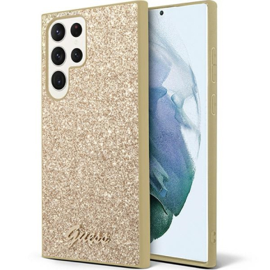 Samsung S24 ULTRA gold Glitter Script GUESS nugarėlė