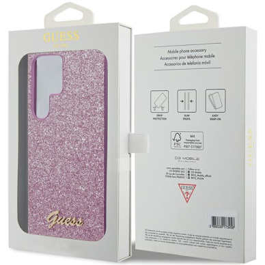 Samsung S24 ULTRA purple Glitter Script GUESS nugarėlė 7