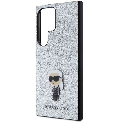 Samsung S24 Ultra silver Ikonik Fixed Glitter Metal PIN KARL LAGERFELD nugarėlė 5