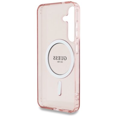 Samsung S25 pink MagSafe Glitter Circle Classic Logo GUESS nugarėlė 6