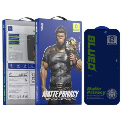 Samsung S25 / S24 juodas pilnas Mr.Monkey 5D PRIVACY MATTE stiklas