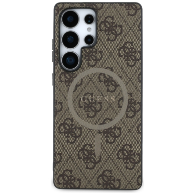 Samsung S25 ULTRA brown MagSafe PU 4G Colored Ring Classic Logo GUESS nugarėlė 3