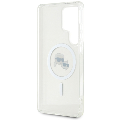 Samsung S25 ULTRA clear MagSafe Button Karl & Choupette Heads Printed KARL LAGERFELD nugarėlė 6
