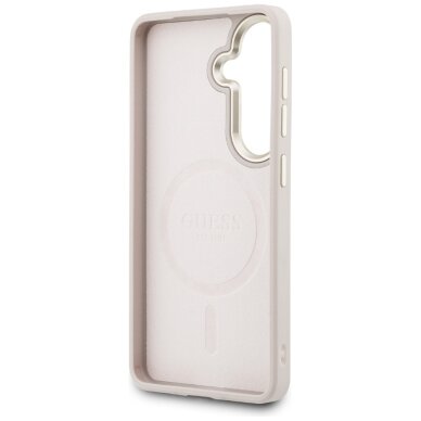 Samsung S26+ pink MagSafe PU 4G Ring Classic Logo GUESS nugarėlė 3
