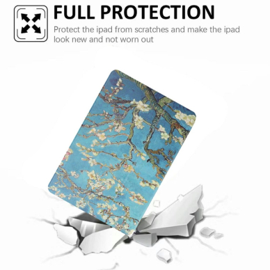 Samsung Tab A7 10.4" silikoninis TRIFOLD dėklas Tree with white flowers 3