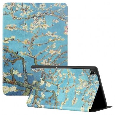 Samsung Tab A7 10.4" silikoninis TRIFOLD dėklas Tree with white flowers